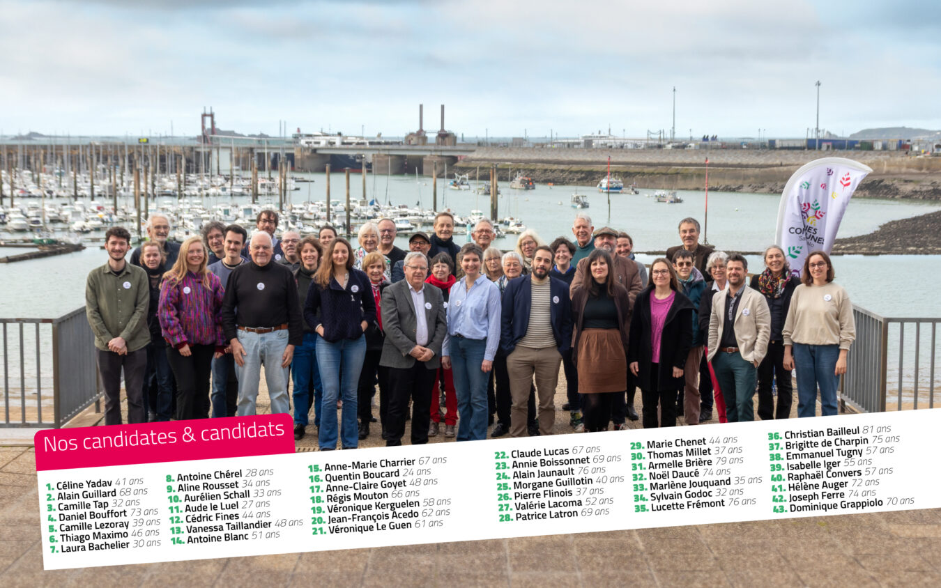 Photo officielle des candidats de la liste Voies Communes prise au Bas Sablons à Saint-Malo